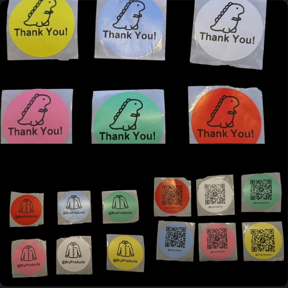 Your choice of 100 Count 2 inch custom Thank you, QR code, or username stickers!